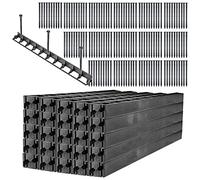 KADAX Bordure de pelouse 58 mm, 50 pičces + 150 Clous, Bordure de Parterre en Plastique, Bordure de pelouse avec systčme clic, kit de Bordure de Parterre, Bordure de pavé (Noir, Set H)