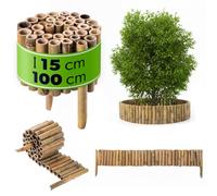 KADAX Bordure de pelouse en bambou - 100 x 15 cm - Bordure flexible - Bordure de parterre en tiges de bambou - Clôture décorative pour jardin