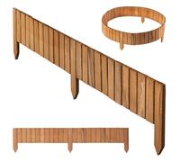 KADAX Bordure de pelouse en bois - 116 x 15 cm - Bordure de parterre - Clôture flexible en bois - Clôture de jardin - Bordure flexible - Marron clair