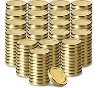 KADAX Bouchon à vis fi53 mm, lot de couvercles Twist-Off en métal, adapté pour verres de 115 ml, couvercle de rechange avec 4 dents de blocage, couvercle pour bouteilles et bocaux (200 pièces, or)