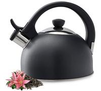 KADAX Bouilloire à sifflet 1,7 l, en acier inoxydable, anthracite, style rétro, pour toutes les cuisinières, pour thé et café