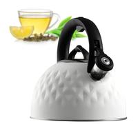 KADAX Bouilloire en acier inoxydable avec poignée, bouilloire rétro pour tous les types de feux, bouilloire à sifflet, bouilloire sifflante, bouilloire sifflante (blanche, 2,5 l)