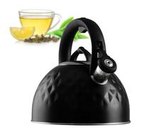 KADAX Bouilloire en acier inoxydable avec poignée, bouilloire rétro pour tous les types de feux, bouilloire à sifflet, bouilloire sifflante, bouilloire sifflante (noir, 2,5 l)