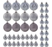 KADAX Boules de Noël en plastique, set de 44 boules, graphite