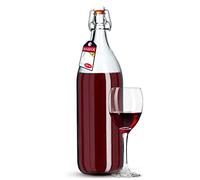 KADAX Bouteille de liqueur de fruits/de coing, style vintage, en verre de soude, transparente, 1,9 l, à fermeture à étrier, 1 pièce