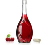 KADAX Bouteille en verre avec bouchon en liège étanche - Bouteille d'huile avec motif de raisin - Bouteille en verre pour liqueurs de fruits - Bouteille de vin vide - Récipient en verre (500 ml - 1