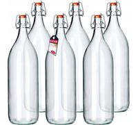 KADAX Bouteille en verre "Torano", Bouteille, Bouteille de liqueur, Bouteille d'huile, Bouteille de vinaigre, 2L, 6 pièces