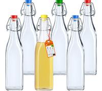 KADAX Bouteille universelle avec fermeture à étrier "Tore", bouteille en verre, bouteille de jus, transparent, 500 ml, 6 pièces