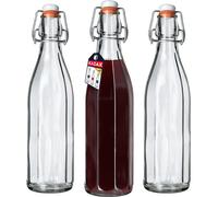 KADAX Bouteille universelle avec fermeture à étrier "Tore", bouteille en verre, bouteille de jus, transparent, 750 ml, 3 pièces