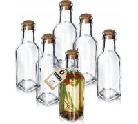 KADAX Bouteilles "Arome", bouteille en verre transparente avec bouchon en liège, 175 ml, 6 pièces