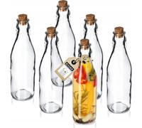 KADAX Bouteilles "Arome", bouteille en verre transparente avec bouchon en liège, 225 ml, 6 pièces