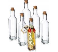 KADAX Bouteilles "Arome", bouteille en verre transparente avec bouchon en liège, 250 ml, 6 pièces