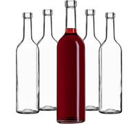 KADAX Bouteilles de vin 750ml, 10 pièces, bouteilles en verre vides sans bouchon pour le vin, les liqueurs et les spiritueux, bouteilles à remplir, bouteilles de liqueur en verre, transparentes