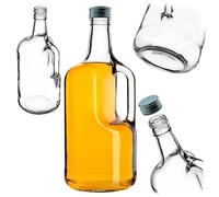 KADAX Bouteilles de vin de 1,75 l, 1 pièce, grandes bouteilles en verre avec anse et bouchon à vis, bouteilles vides en verre à remplir de liqueur, bouteilles de liqueur