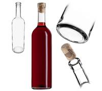 KADAX Bouteilles de vin vides en verre avec bouchon en liège - 750 ml - Pour vin, liqueurs et spiritueux - Bouteilles à remplir - Bouteilles de liqueur en verre (transparent)