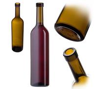 KADAX Bouteilles de vin vides en verre sans bouchon - 750 ml - Pour vin, liqueurs et spiritueux - Bouteille à remplir - Bouteille de liqueur en verre (olive)