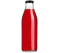 KADAX bouteilles en verre 1L avec bouchon à vis Noir - bouteilles de lait vides à remplir pour jus, smoothies, lait et sirop, conservation alimentaire