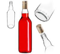 KADAX bouteilles en verre 700ml avec bouchon à vis Or, Long - bouteilles vides à remplir pour jus, sirop, huile et liqueur, conservation alimentaire
