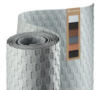 KADAX Brise-vue résistant aux intempéries, en rotin synthétique, toile 1 x 1 m, gris clair, vendu au mètre, serre-câbles