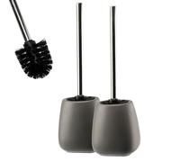 KADAX Brosse WC Avec Poignée Plus Longue et Récipient - En Céramique, 12 x 36 cm, Pour Une Toilette Propre, Série Pastello (Anthracite 2 Pièces)