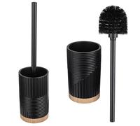 KADAX Brosse WC avec support et poignée, porte-brosse sans perçage (rond noir)