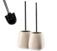 KADAX Brosse WC et récipient, brosse WC avec poignée plus longue, brosse WC en céramique, 12 x 36 cm, brosse WC pour une toilette propre, série Pastello (beige 2 pièces)