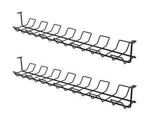 KADAX Cable Tray, Steel Cable Organiser for Office, Under Desk Wire Management, Durable Cable Holder, Wire Basket for Power Strips, Extension Cords (72.5 x 16.5 x 8.7 cm, Black, Lot de 2)