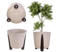 KADAX Cache-pot avec insert intérieur, pot de fleurs rond en plastique pour l'intérieur et l'extérieur (blanc, 21 cm)