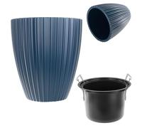 KADAX - Cache-pot décoratif avec insert intérieur, Pot de fleurs rond, Pot en plastique pour fleurs, Pot de plantes pour intérieur et extérieur, Cache-pot pour fleurs (Bleu, 40 cm)