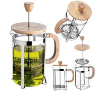 KADAX Cafetière à piston 800 ml en verre borosilicate, bois et acier inoxydable, cafetière manuelle, cafetière, cafetière, grande cafetière