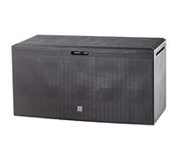 KADAX Caisse de jardin, 114 x 47 x 59,4 cm, en plastique, 290 l, avec poignées et fermeture, pour ranger les coussins, 290 l, marron foncé