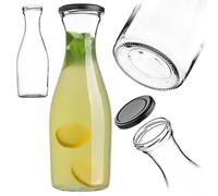 KADAX Carafe en verre de 1 l, 1 pièce, bouteille en verre avec bouchon à vis, carafe vide à remplir, bouteilles de liqueur, carafe à eau en verre, bouteilles pour eau et jus