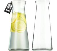 KADAX Carafe en verre "Taggia", Carafe à eau, Carafe en verre, Pichet en verre pour l'eau, Décanteur, Sans bouchon, 1L, 2 pièces