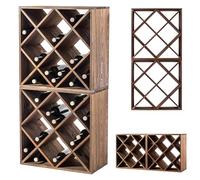 KADAX Casier à vin en bois, 52 x 25,5 x 104 cm, grande étagère à bouteilles pour de nombreuses bouteilles de vin, support à vin, empilable, étagère pour bouteilles, armoire à vin rustique, stable, peu