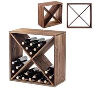KADAX Casier à vin en bois, 52 x 25,5 x 52 cm, grande étagère à bouteilles pour de nombreuses bouteilles de vin, support à vin rustique, étagère peu encombrante pour bouteilles, armoire à vin stable