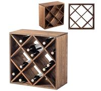 KADAX Casier à vin en bois, 52 x 25,5 x 52 cm, grande étagère à bouteilles pour de nombreuses bouteilles de vin, support à vin rustique, étagère peu encombrante pour bouteilles, armoire à vin stable
