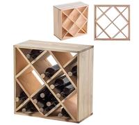 KADAX Casier à vin en bois, 52 x 25,5 x 52 cm, grande étagère à bouteilles pour de nombreuses bouteilles de vin, support à vin rustique, étagère peu encombrante pour bouteilles, armoire à vin stable