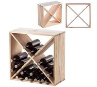 KADAX Casier à vin en bois, 52 x 25,5 x 52 cm, grande étagère pour nombreuses bouteilles, support rustique, étagère peu encombrante, armoire stable