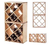 KADAX Casier en bois pour bouteilles de vin, étagère rustique 52 x 25,5 x 104 cm, support pour nombreuses bouteilles, armoire à vin stable