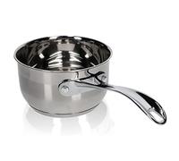 KADAX Casserole de 1,5 l, en acier robuste, marmite à lait avec manche long et bord versant, casserole avec poignée, casserole à beurre, marmite à sauce (argent 1/16 cm)
