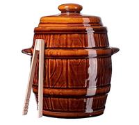 KADAX Casserole en céramique dense avec couvercle - Passe au lave-vaisselle - Faite à la main - Pot à fermentation en céramique - Marmite pour concombres et choucroute (3,5 l)