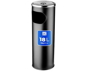 KADAX Cendrier sur Pied en Acier Inoxydable avec Poubelle de 18 l, Couvercle et cendrier posé, Poubelle pour l'extérieur, Acier par Poudre., Noir, 20 x 20 x 58 cm