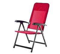 KADAX Chaise de jardin à dossier haut en acier, pliante, avec accoudoirs, charge maximale : 110 kg, chaise longue avec dossier réglable, chaise de balcon, pour camping (rouge)