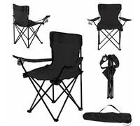 KADAX Chaise de pêche, pliable, avec porte-gobelet et sac de transport, pour la pêche, le camping (noir)