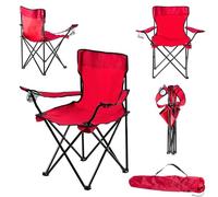 KADAX Chaise de pêche, pliable, avec porte-gobelet et sac de transport, pour la pêche, le camping (rouge)