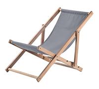 KADAX Chaise Longue Pliable en Bois pour se Détendre Confortablement à la Plage, sur Le Balcon ou dans Le Jardin, Transat Pliant d'Extérieur (Gris)