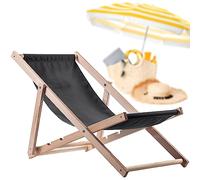 KADAX Chaise Longue Pliable en Bois pour se Détendre Confortablement à la Plage, sur Le Balcon ou dans Le Jardin, Transat Pliant d'Extérieur (Graphite)