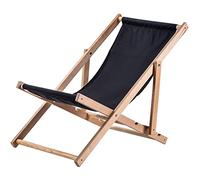 KADAX Chaise Longue Pliable en Bois pour se Détendre Confortablement à la Plage, sur Le Balcon ou dans Le Jardin, Transat Pliant d'Extérieur (Noir)