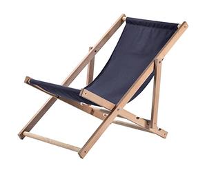 KADAX Chaise Longue Pliable en Bois pour se Détendre Confortablement à la Plage, sur Le Balcon ou dans Le Jardin, Transat Pliant d'Extérieur (Bleu Marine)