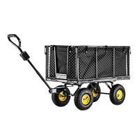 KADAX Chariot de jardin en filet - 97 x 47 x 40 cm - Chariot de jardin en métal revêtu par pulvérisation - Charge maximale : 500 kg - Chariot pliable - Plage - Animaux - Noir